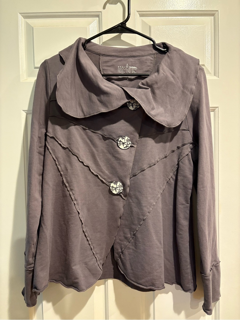 Neon Buddha button front knit jacket gray sz M Lagenlook artsy